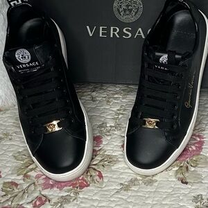 Versace Black and Gold Signature Sneakers